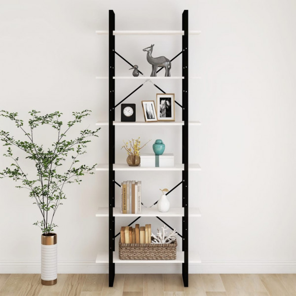 Estante alta 80x30x210 cm madeira de pinho maciça branco M 4