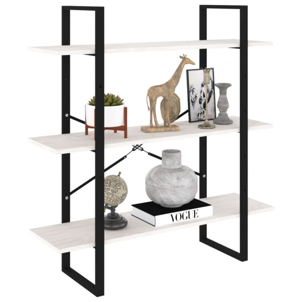 Estante com 3 prateleiras 100x30x105 cm pinho maciço branco M 3
