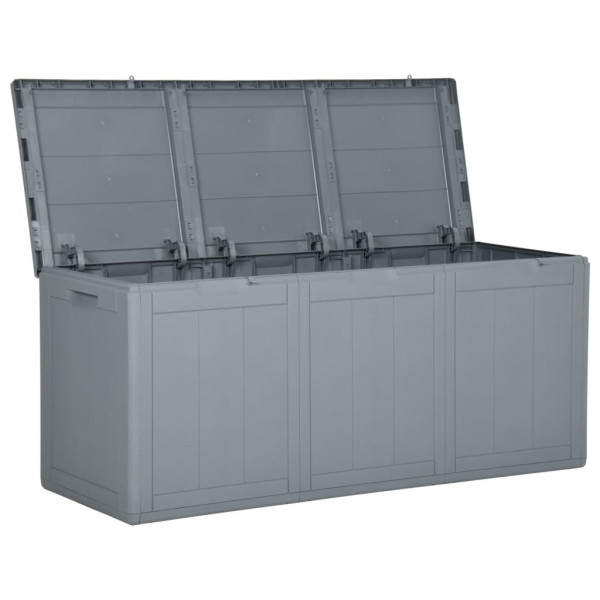 Caja de almacenaje para jardín 270 L PP ratán gris M 4