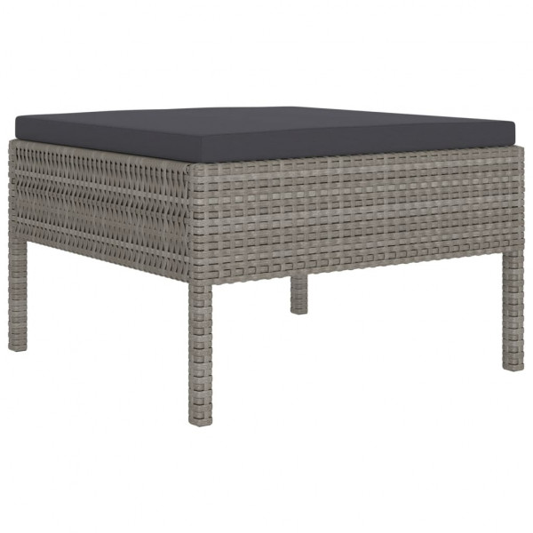 Set de muebles de jardín 10 pzas y cojines ratán sintético gris M 3