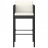 Set muebles bar jardín 3 piezas y cojines ratán sintético negro 4