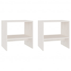 Mesas de cabeceira 2 pcs 40x30.5x40 cm pinho maciço branco H