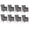 Set de muebles jardín 9 pzas con cojines ratán sintético gris 3