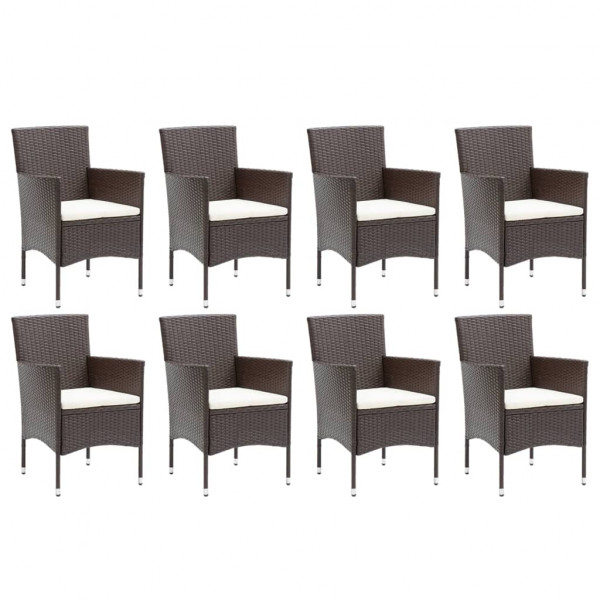Set de muebles jardín 9 pzas con cojines ratán sintético marrón M 3