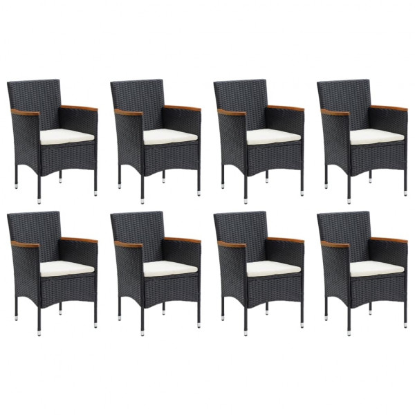 Set de muebles de jardín 9 pzas y cojines ratán sintético negro M 3