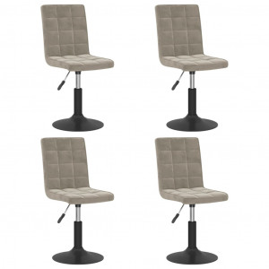 Cadeiras de jantar giratórias 4 pcs veludo cinzento-claro H