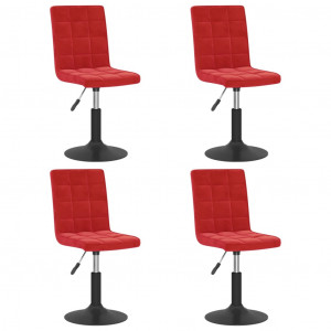 Sillas de comedor giratorias 4 uds terciopelo rojo vino tinto H