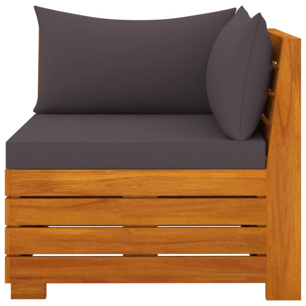 2 pcs conjunto lounge de jardim c/ almofadões acácia maciça M 3