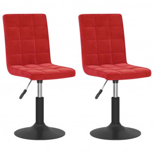 Cadeiras de jantar giratórias 2 pcs veludo vermelho tinto H