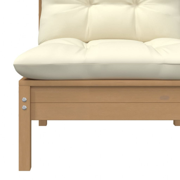 Sofá central de jardín con cojines madera de pino marrón miel M 4