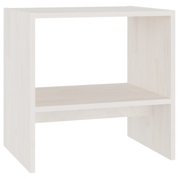 Mesita de noche madera maciza de mango blanco 40x30.5x40 cm D