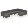 Set de muebles de jardín 9 pzas y cojines ratán sintético gris 2