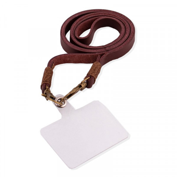 Cordón Colgante Polipiel COOL Universal con Tarjeta para Smartphone Marrón M 2