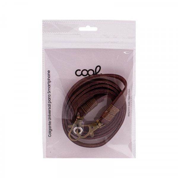 Cordón Colgante Polipiel COOL Universal con Tarjeta para Smartphone Marrón M 3
