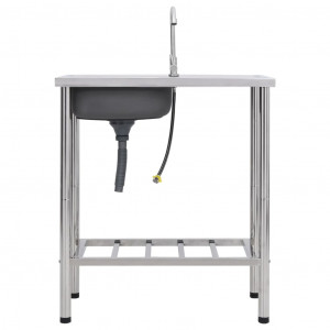 Lava-louça de campismo individual com torneira aço inoxidável H