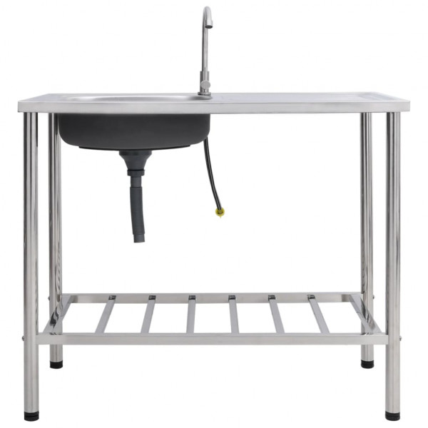 Fregadero de camping de un seno y grifo acero inoxidable M 2