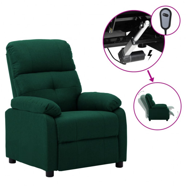 Sillón reclinable eléctrico tela verde oscuro D