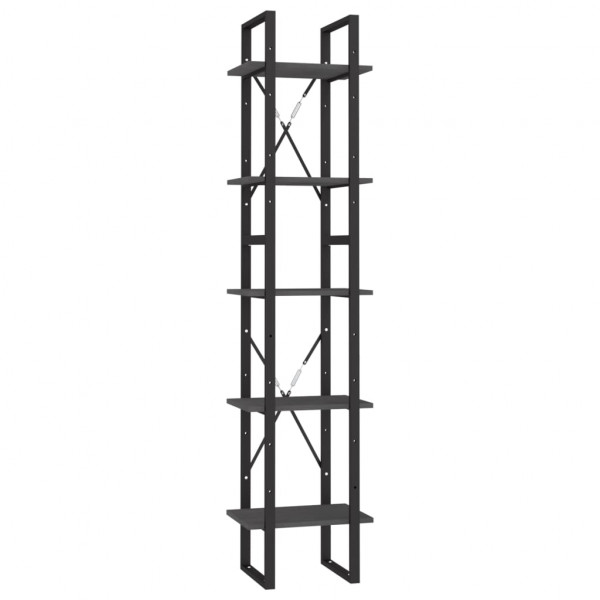 Estantería librería 5 niveles madera de pino gris 40x30x175 cm M 2