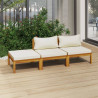 Muebles de jardín 3 pzas madera maciza de acacia cojines crema 1