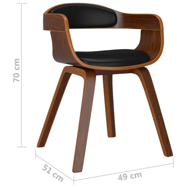 Silla de comedor de cuero sintético y madera curvada negro M 5