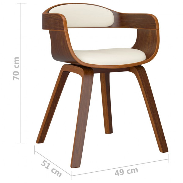 Silla de comedor de cuero sintético y madera curvada crema M 5