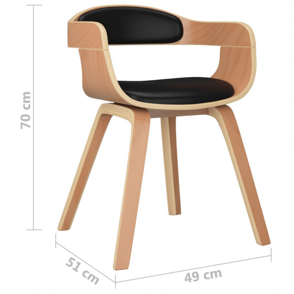 Silla de comedor de cuero sintético y madera curvada negro M 5