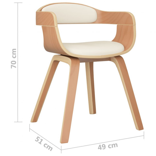 Silla de comedor de cuero sintético y madera curvada crema M 5
