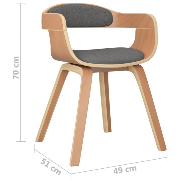Silla de comedor de madera curvada y tela gris taupé M 5