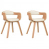 Sillas de comedor 2 uds cuero sintético y madera curvada crema 1