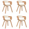 Sillas de comedor 4 uds cuero sintético y madera curvada crema 1