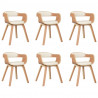 Sillas de comedor 6 uds cuero sintético y madera curvada crema 1