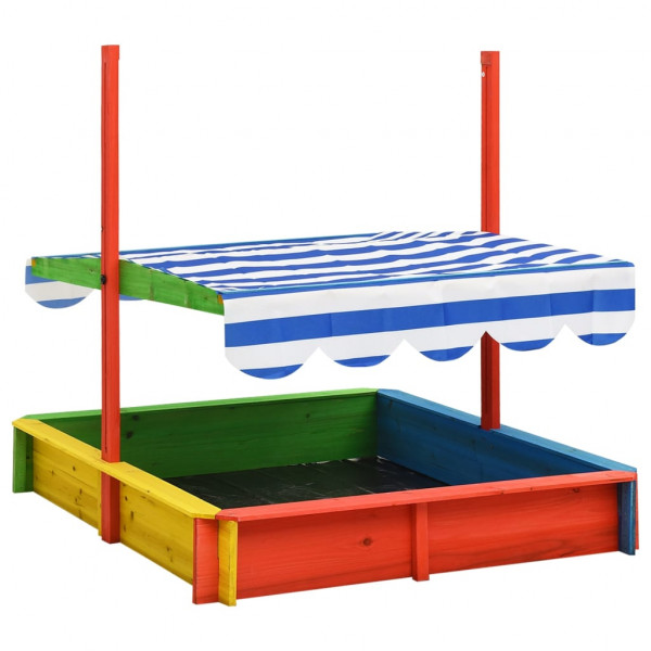 Arenero infantil tejado ajustable madera abeto multicolor UV50 M 4