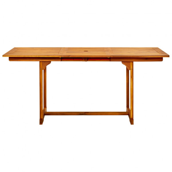 Mesa de comedor jardín madera maciza acacia (120-170)x80x75 cm M 5