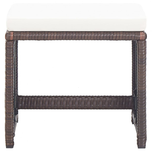 Bancos de jardim 4 pcs com almofadões vime PE castanho M 3