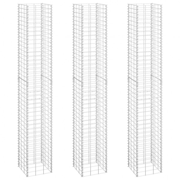 Arriates de gaviones 3 unidades hierro 30x30x200 cm M 2