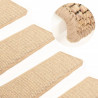 Tapetes escada adesivos aspeto sisal 15pcs 65x21x4cm bege-claro 1