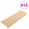 Alfombrilla autoadhesiva escalera sisal 15 uds beige 65x21x4 cm 2