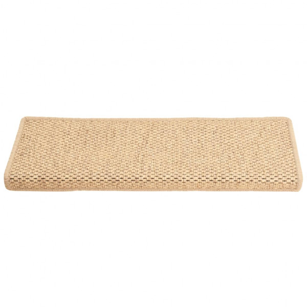 Tapetes escada adesivos aspeto sisal 15pcs 65x21x4cm bege-claro M 4