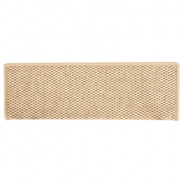 Alfombrilla autoadhesiva escalera sisal 15 uds beige 65x21x4 cm M 5