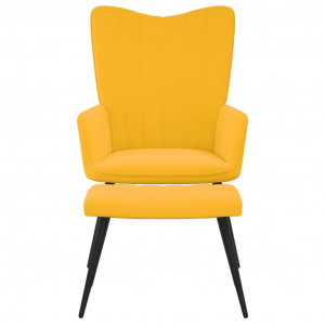 Silla de relajación con reposapiés terciopelo amarillo mostaza H