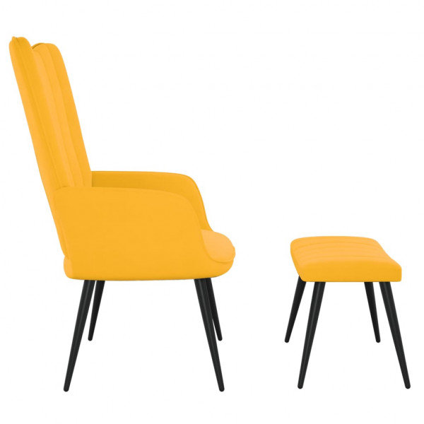 Cadeira de descanso com banco veludo amarelo mostarda M 3