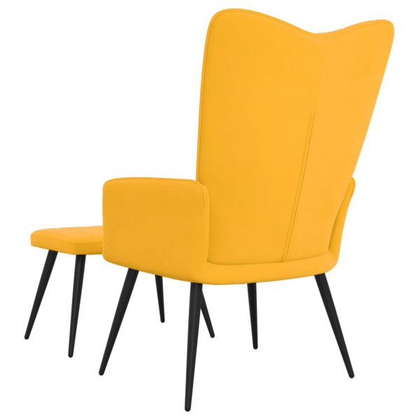 Silla de relajación con reposapiés terciopelo amarillo mostaza M 4
