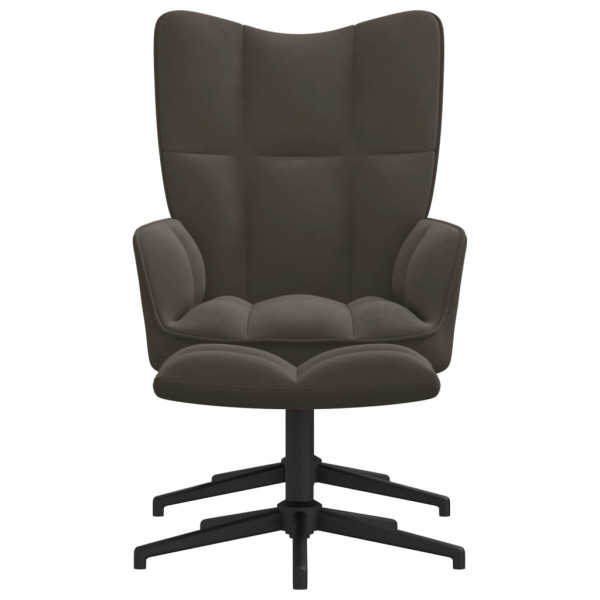 Silla de relajación con taburete terciopelo gris oscuro M 3
