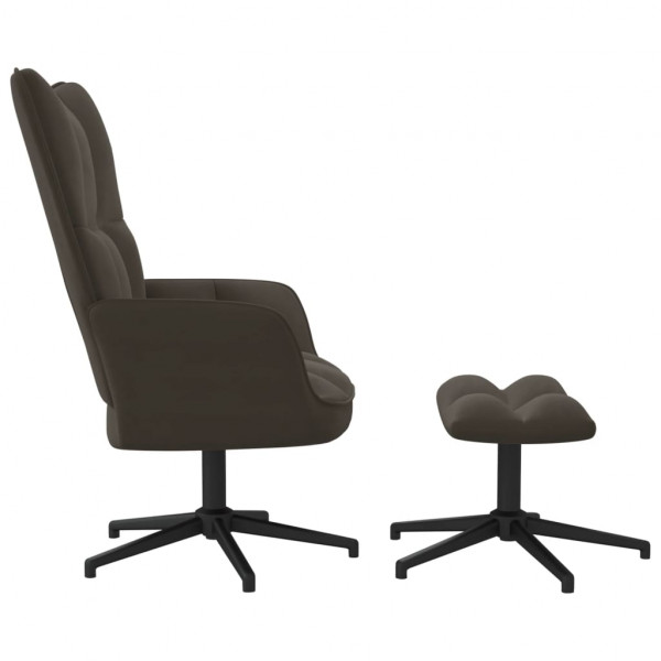 Silla de relajación con taburete terciopelo gris oscuro M 4