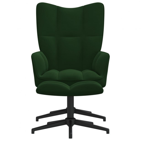 Silla de relajación con taburete terciopelo verde oscuro M 3