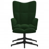 Silla de relajación con taburete terciopelo verde oscuro 3