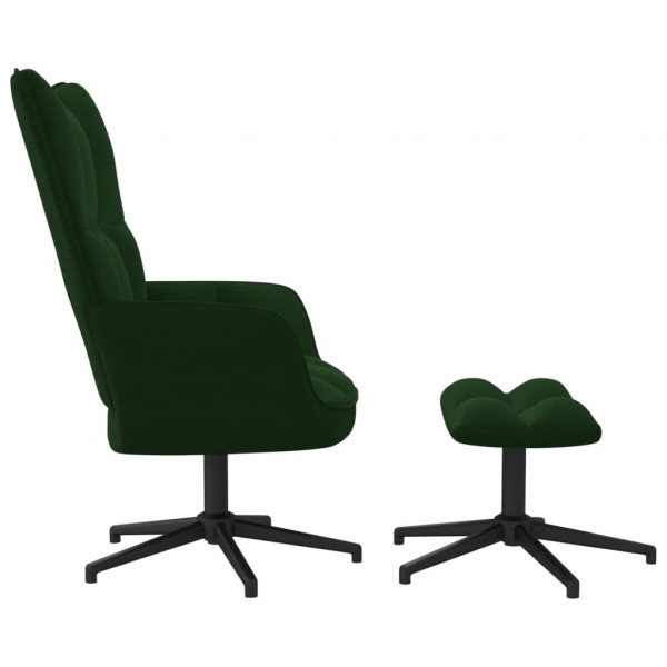 Silla de relajación con taburete terciopelo verde oscuro M 4