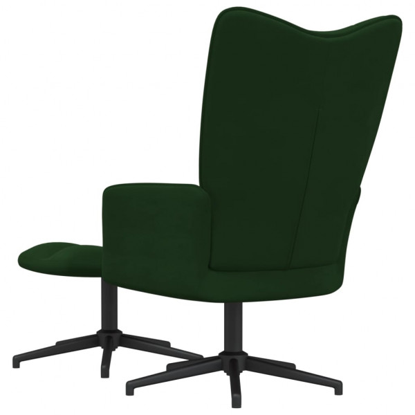 Silla de relajación con taburete terciopelo verde oscuro M 5