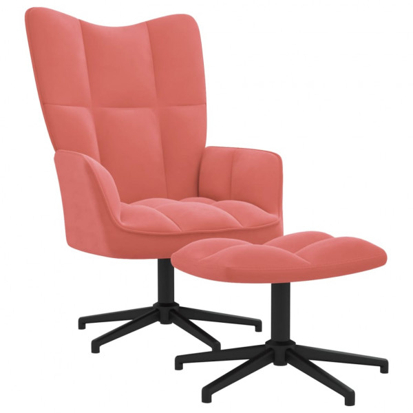 Silla de relajación con reposapiés terciopelo rosa D