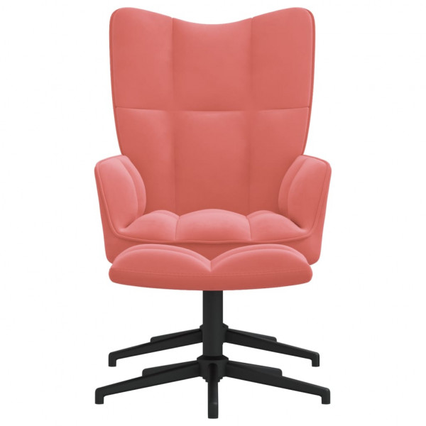 Silla de relajación con reposapiés terciopelo rosa M 3